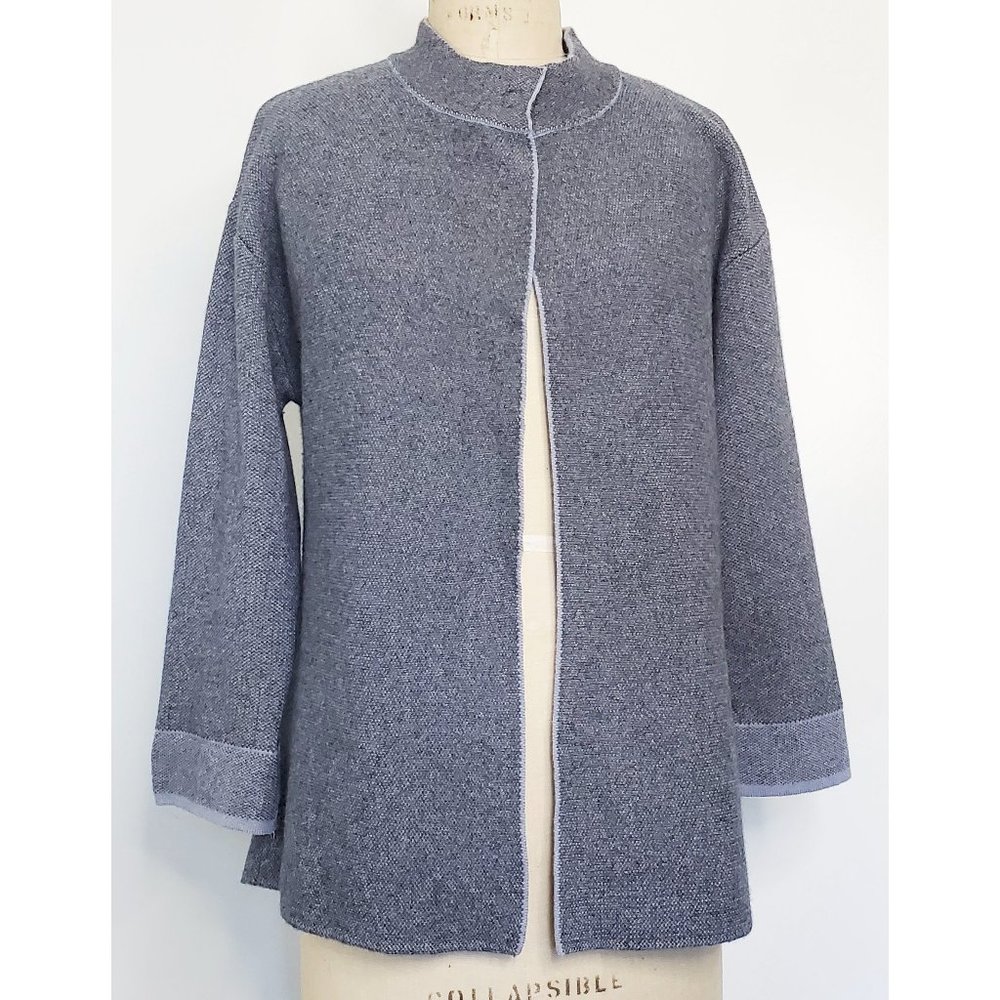 Benedetta B. Womens Cashmere Blend Knit Heather Grey Cardigan Sweater Italy L